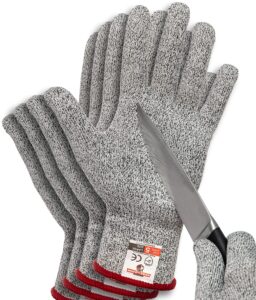 heretogear cut resistant gloves - 2 pairs medium - food grade, level 5 protection - used for kitchen work, wood carving or sanding