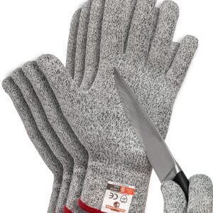 HereToGear Cut Resistant Gloves - 2 PAIRS Medium - Food Grade, Level 5 Protection - Used for Kitchen Work, Wood Carving or Sanding