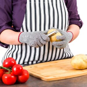 HereToGear Cut Resistant Gloves - 2 PAIRS Medium - Food Grade, Level 5 Protection - Used for Kitchen Work, Wood Carving or Sanding