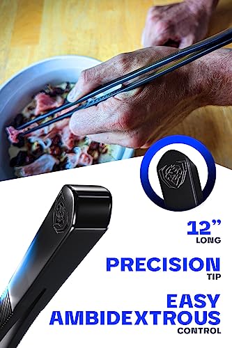 Dalstrong Professional Cooking Kitchen Tweezers - 12 inch - High-Precision Tweezer Tongs - Black Titanium Coating - BBQ, Plating, Multi-use - Stainless Steel - Culinary Fine Use - Kitchen Tongs