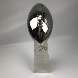 autographed/signed nick foles full size f/s replica super bowl 52 lii lombardi trophy philadelphia eagles beckett bas coa