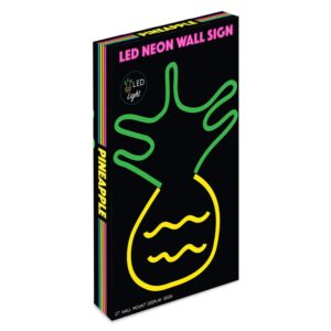 Isaac Jacobs 17” x 10” inch LED Neon ‘Yellow & Green Pineapple’ Wall Sign for Cool Light, Wall Art, Bedroom Decorations, Home Accessories, Party, and Holiday Décor: Powered by USB Wire (PINEAPPLE)