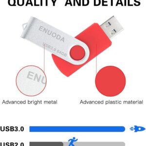 ENUODA 64GB USB Flash Drive 5 Pack 64GB Thumb Drives High Speed USB 3.0 Memory Stick Jump Drive Pen Drive for Storage and Backup (5 Colors)