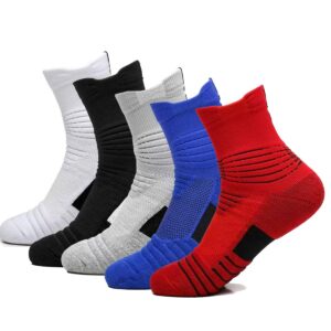 performance ankle athletic socks comfort cushioned breathable compression running sports socks men pack (5 pairs pack)