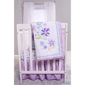 Sammy & Lou Butterfly Meadow 4-Piece Baby Nursery Crib Bedding Set for Girls, Includes Quilt, Fitted Crib Sheet, Crib Skirt, and Plush Toy