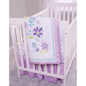 Sammy & Lou Butterfly Meadow 4-Piece Baby Nursery Crib Bedding Set for Girls, Includes Quilt, Fitted Crib Sheet, Crib Skirt, and Plush Toy