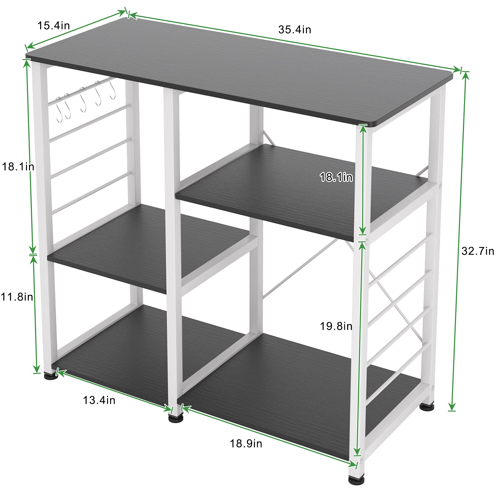 sogesfurniture Kitchen Baker's Rack, Utility Microwave Oven Stand 3-Tier Stand for Kitchen Storage Workstation Shelf, Black