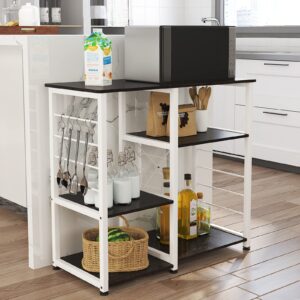 sogesfurniture Kitchen Baker's Rack, Utility Microwave Oven Stand 3-Tier Stand for Kitchen Storage Workstation Shelf, Black