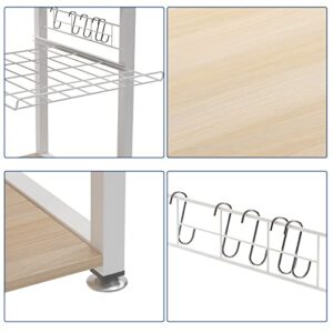 sogesfurniture 3-Tier Kitchen Baker's Rack Utility Shelf Microwave Stand with Storage and Drawer Storage Cart Workstation Shelf,White Maple BHUS-W5S-MO