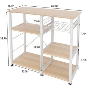 sogesfurniture 3-Tier Kitchen Baker's Rack Utility Shelf Microwave Stand with Storage and Drawer Storage Cart Workstation Shelf,White Maple BHUS-W5S-MO