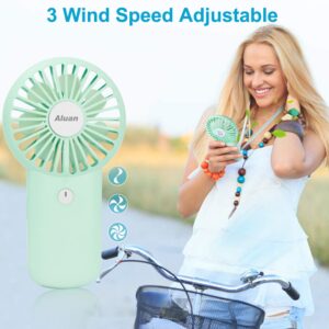 Aluan Handheld Fan Mini Portable Fan Powerful Personal Fans Speed Adjustable Battery Operated USB Rechargeable Eyelash Fan for Kids Women Men Indoor Outdoor Travel Cooling, Green