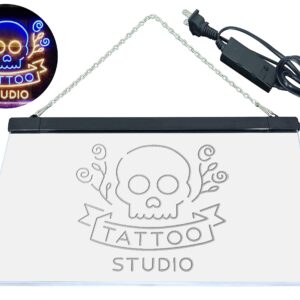 ADVPRO Tattoo Studio Skull Display Wall Décor Dual Color LED Neon Sign Blue & Yellow 12" x 8.5" st6s32-i2297-by