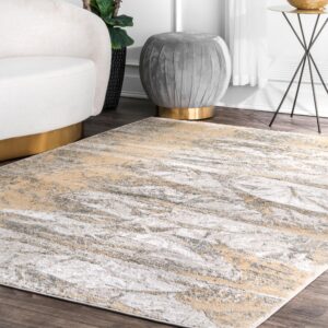 nuloom contemporary abstract leora area rug, 8x10, gold