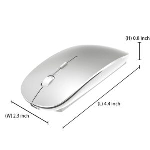 KLO Rechargeable Bluetooth Mouse for MacBook/MacBook air/Pro/iPad, Wireless Mouse for MacBook/Laptop/Notebook/iPad/Chromebook/pc(Silver)