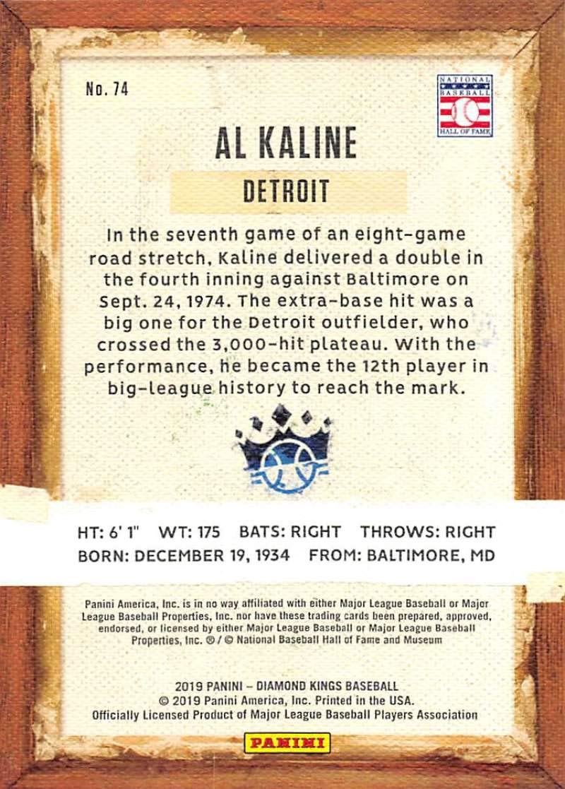 2019 Panini Diamond Kings #74 Al Kaline Detroit Tigers Baseball Card