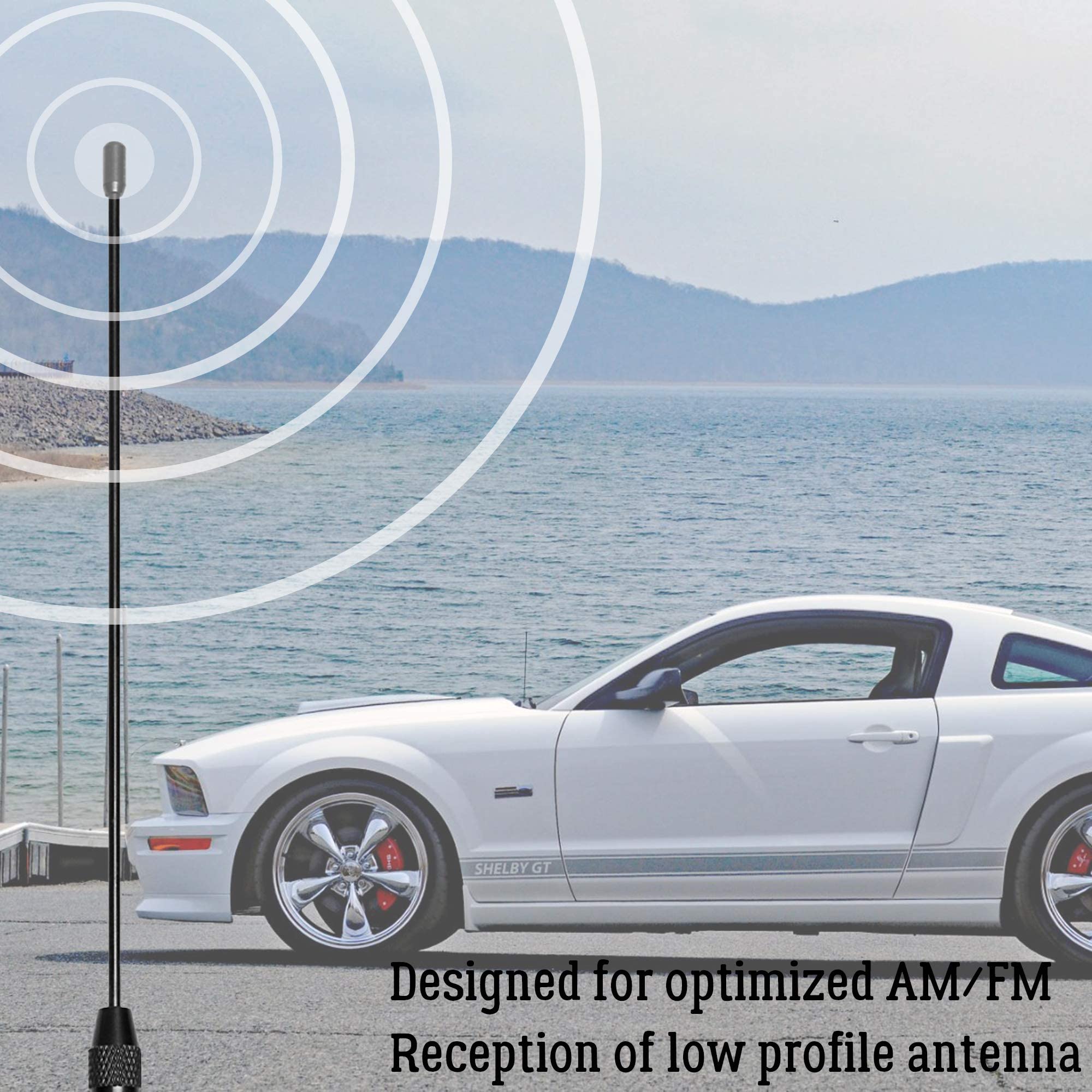 KSaAuto Short Antenna for Ford Mustang GT V6 1979-2009, 8 Inch Mustang Car Antenna Replacement Designed for Optimized AM FM Radio Reception