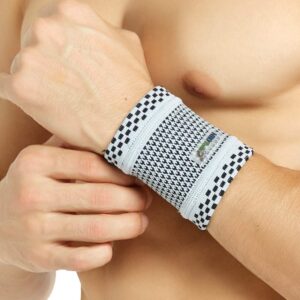 NeoTech Care Wrist Band - Light, Elastic, Men, Women, Right or Left - Grey Color (Size M, 1 Pair)