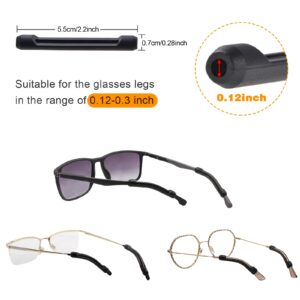SMARTTOP Soft Silicone Eyeglasses Temple Tips Sleeve Retainer,Anti-Slip Elastic Comfort Glasses Retainers For Spectacle Sunglasses Reading Glasses Eyewear (6Pairs Black)