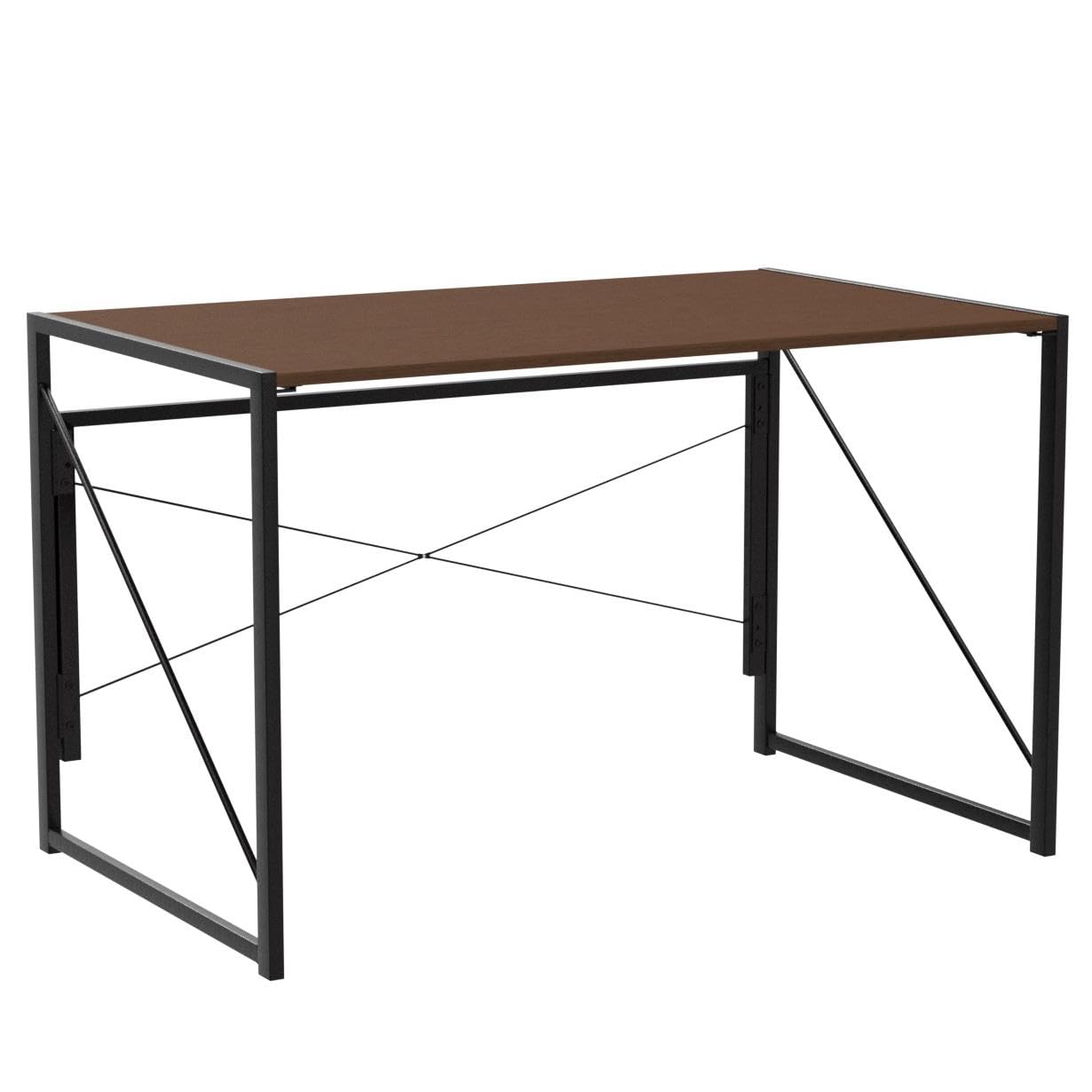 SUPER DEAL 40 inch Folding Computer Writing Desk Wood and Metal Study Desk, PC Laptop Home Office Study Table, Espresso