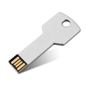 64G Key Shape USB Flash Drive, K&ZZ Metal Thumb Drive USB2.0 Flash Disk Memory USB Stick Expansion Disk, Silver 64GB