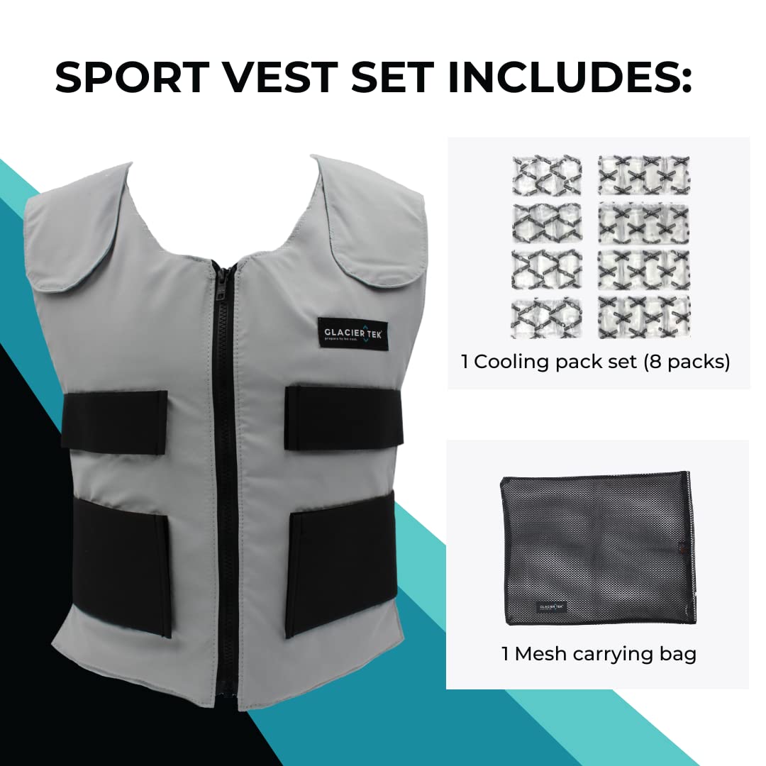 Glacier Tek Cool Vest Personal Cooling, 59 Degrees for 2.5 hours 8 Cool Packs, recharge in 30 minutes