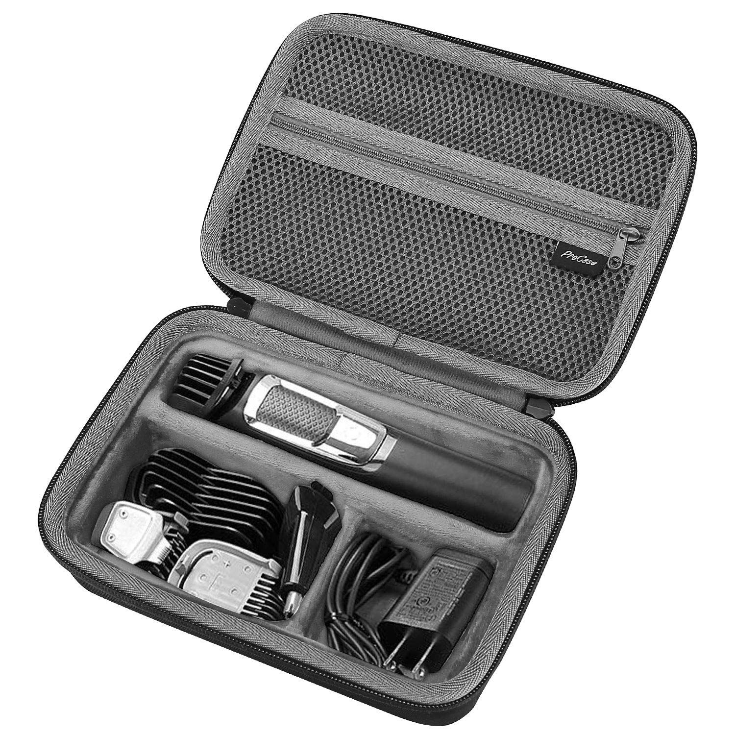 ProCase Hard Travel Case for Multigroom Series 3000 5000 7000 MG3750 MG5750/49 MG7750/49 Men's Electric Trimmer Shaver and Attachments Father's Day Gift -Black