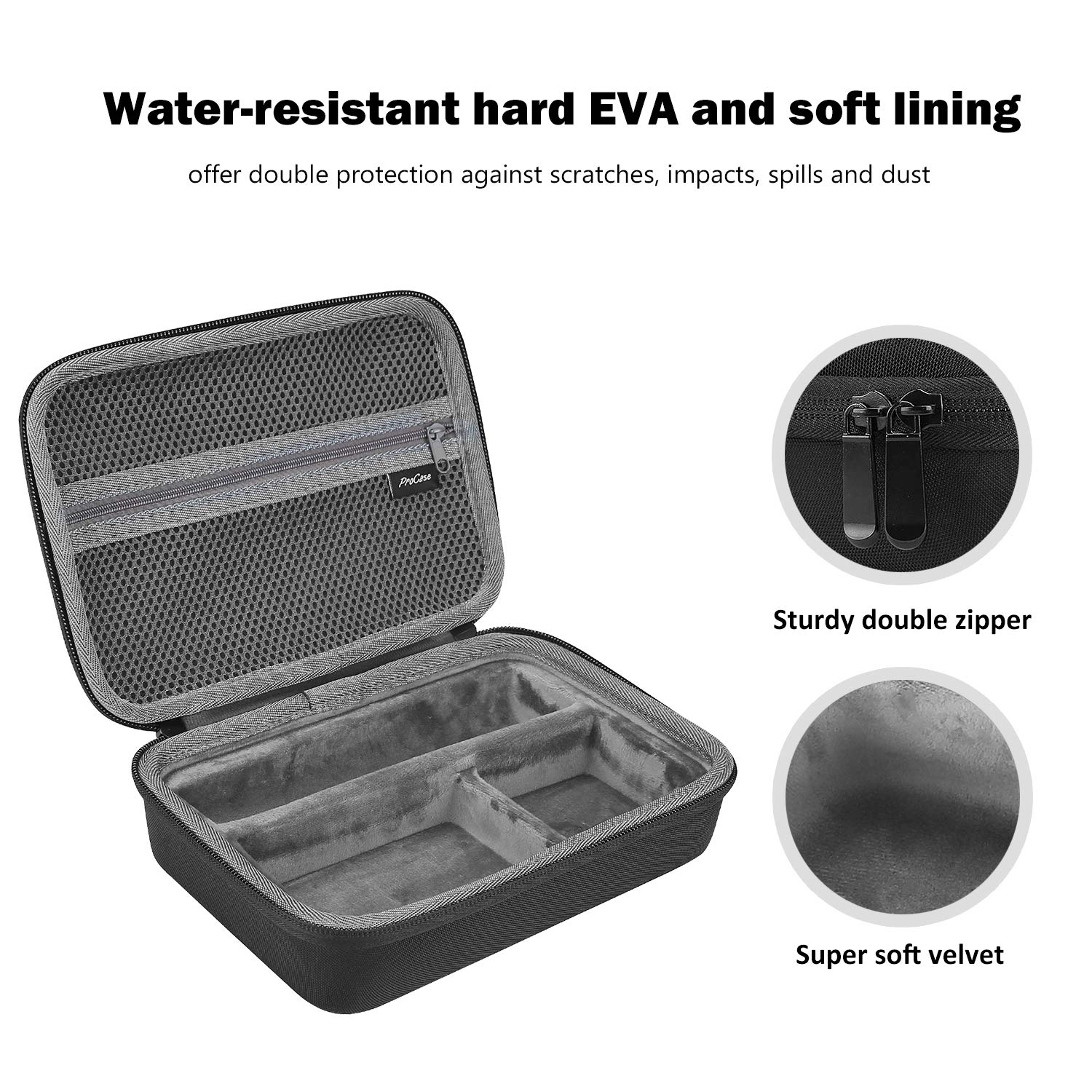 ProCase Hard Travel Case for Multigroom Series 3000 5000 7000 MG3750 MG5750/49 MG7750/49 Men's Electric Trimmer Shaver and Attachments Father's Day Gift -Black