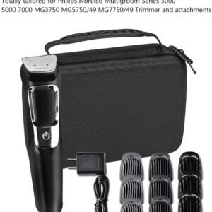 ProCase Hard Travel Case for Multigroom Series 3000 5000 7000 MG3750 MG5750/49 MG7750/49 Men's Electric Trimmer Shaver and Attachments Father's Day Gift -Black