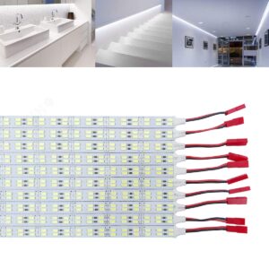 icih under cabinet led light 10pack 12v led light strip rigid super bright white 6000k smd5630 9w 84led double row 0.5m/20in for kitchen cabinet,counter,showcase vehicle replace