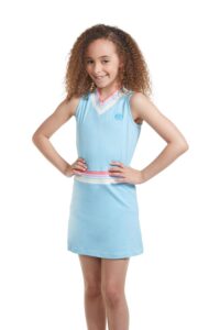 street tennis club girls tennis dress & golf outfit, athletic skirts dress with built-in shorts - girls active golf and tennis clothes blue medium (8-9 years)