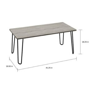 LAVISH HOME Modern Industrial Coffee Table with Hairpin Legs, 41 Inch, Gray