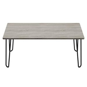 LAVISH HOME Modern Industrial Coffee Table with Hairpin Legs, 41 Inch, Gray