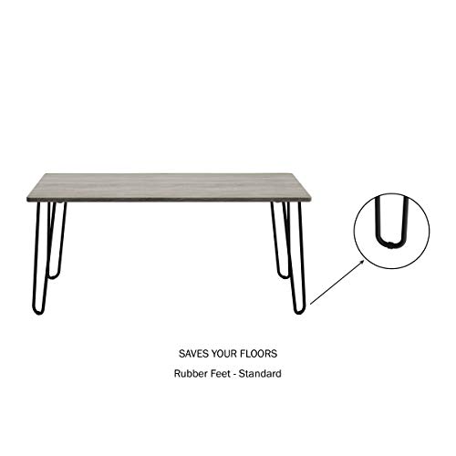 LAVISH HOME Modern Industrial Coffee Table with Hairpin Legs, 41 Inch, Gray