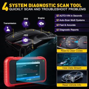 LAUNCH OBD2 Scanner CRP123E Elite, Lifetime Free WiFi Update Scan Tool, FCA Autoauth, SAS Calibration/Throttle Reset/Oil Reset Diagnostic Scanner, Multi Systems Car Scanner, Battery Test, Auto VIN