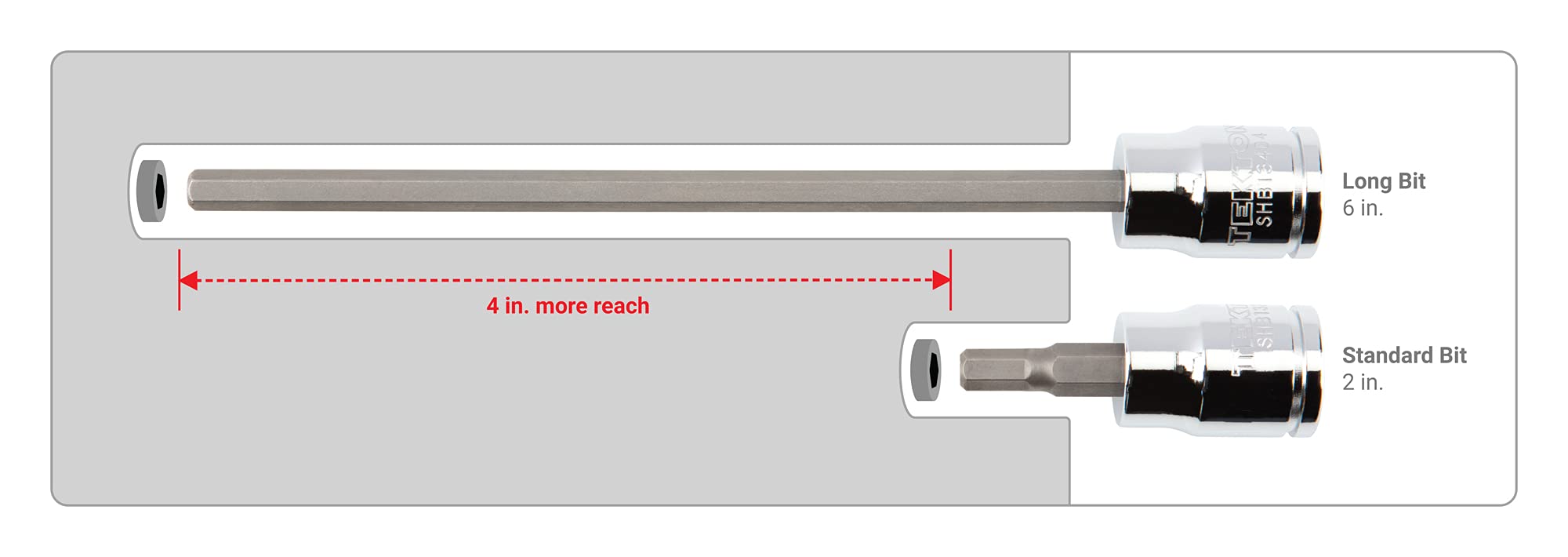 TEKTON 3/8 Inch Drive Long Hex Bit Socket Set, 8-Piece (1/8-3/8 in.) | SHB91301