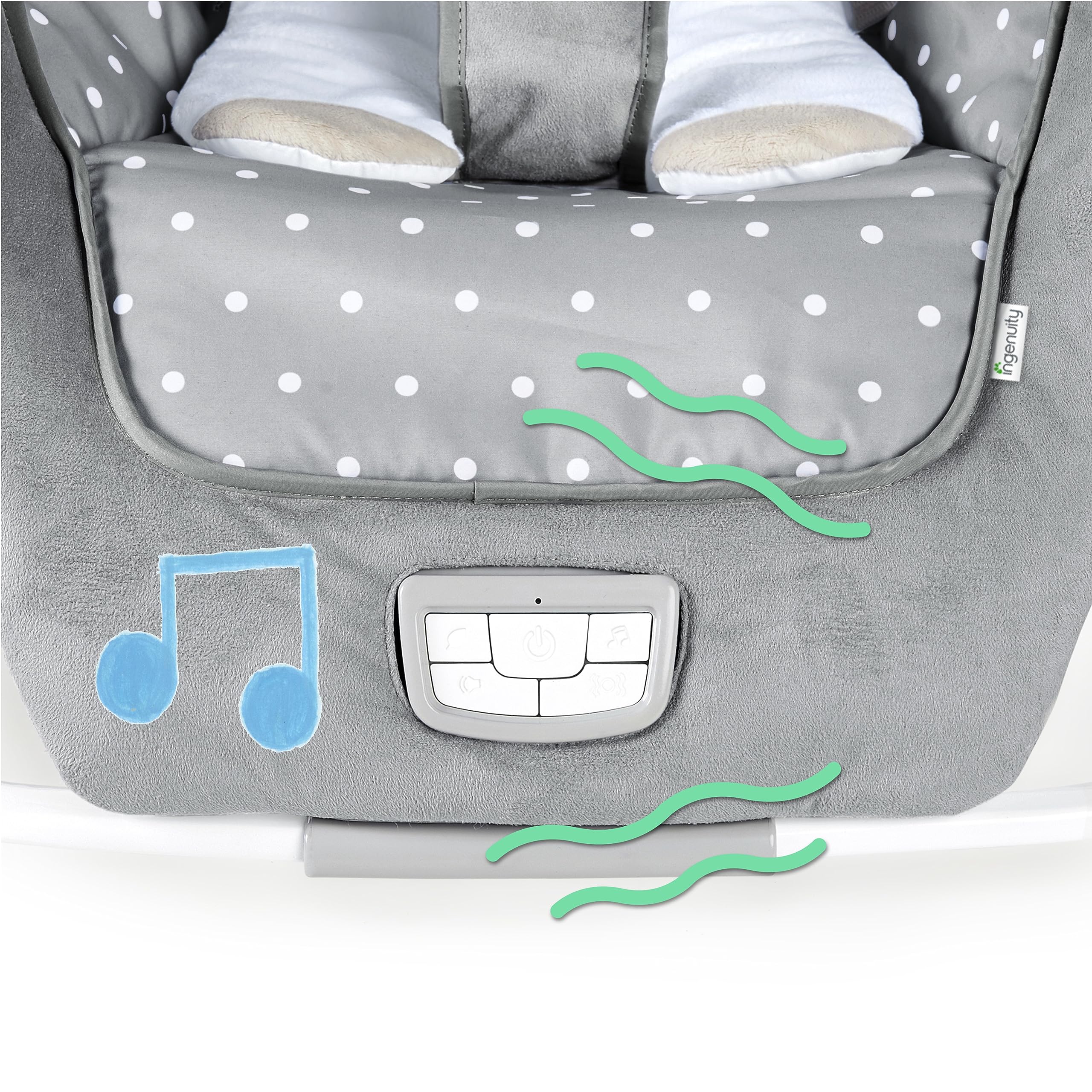 Ingenuity 2-in-1 Lightweight Infant to Toddler Rocker and Baby Bouncer - Tummy Time Mat, Vibrations & Sounds, 0-30 Months Up to 40 lbs (Cuddle Lamb)