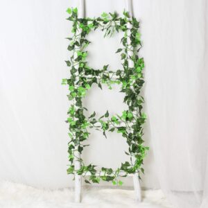 DearHouse 12 Strands Artificial Ivy Leaf Plants Vine Hanging Garland Fake Foliage for Home Kitchen Office Room Wall Decor, 91 Feet