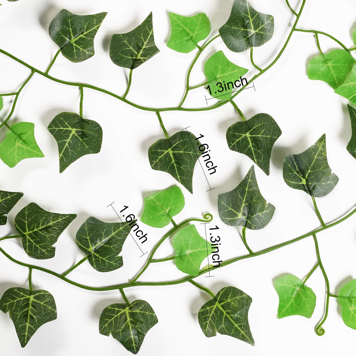 DearHouse 12 Strands Artificial Ivy Leaf Plants Vine Hanging Garland Fake Foliage for Home Kitchen Office Room Wall Decor, 91 Feet