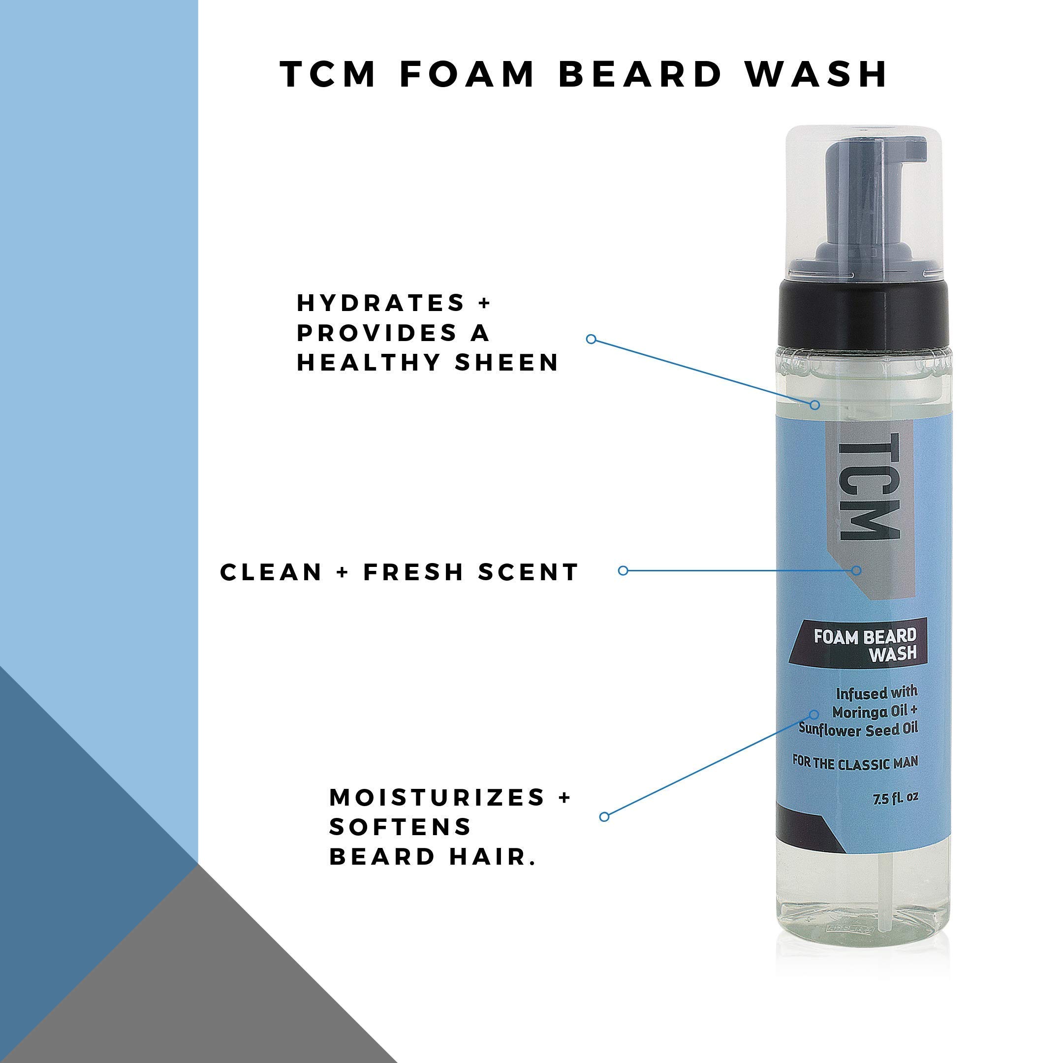 TCM Men's Foam Beard Wash for Facial Hair Cleansing, Conditioning, and Softening (7.5oz)