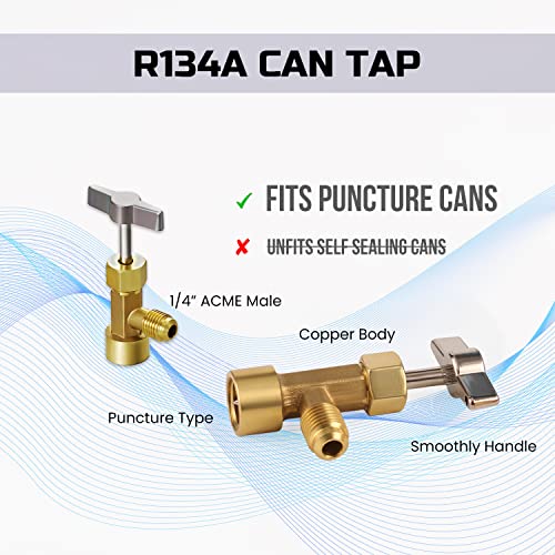 Lichamp A/C R134A Adapters with Puncture 134A Can Tap, AC 134 Quick Coupler Hose Connector Fitting Kit with Tank Adapter and Valve Core Remover, QA02