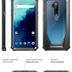 Poetic OnePlus 7 Pro Rugged Clear Case, Full-Body Hybrid Shockproof Bumper Cover, Built-in-Screen Protector, Guardian Series, Case for OnePlus 7 Pro (2019 Release), Black/Clear