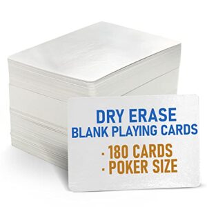 LotFancy Blank Playing Cards, 180PCS, Dry Erase, Reusable Flash Cards to Write on, DIY Vocabulary Study Cards, Learning Cards, Game Cards, Message Card, Gift Card, Glossy Finish, Poker Size