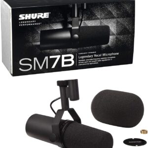 Shure SM7B Vocal Microphone with Cloud Microphones Cloudlifter CL-1 Mic Activator and Extra 10' XLR Cable Bundle