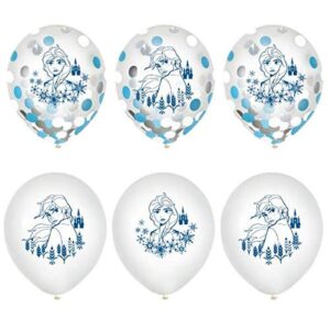 assorted colors disney frozen 2 premium latex confetti balloons - 12" (6 pc) - perfect party decoration for enchanting frozen-themed celebrations