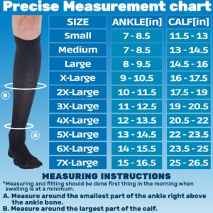 Made in USA - Wide Calf Compression Knee High for Women and Men 20-30mmHg - Plus Size Compression Socks for Swelling, Arthritis, Post Surgery, Blood Clots - Black, 3X-Large - A105BL6