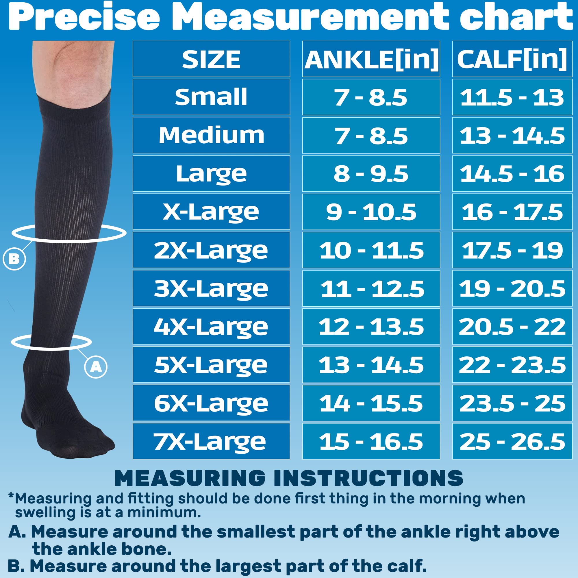 Made in USA - Wide Calf Compression Knee High for Women and Men 20-30mmHg - Plus Size Compression Socks for Swelling, Arthritis, Post Surgery, Blood Clots - Black, 3X-Large - A105BL6