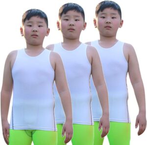 youth boys girls compression tank tops athletic sleeveless shirt undershirts workout base layer vest (3 pack-white*3, 10)