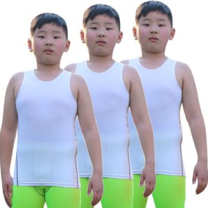 Youth Boys Girls Compression Tank Tops Athletic Sleeveless Shirt Undershirts Workout Base Layer Vest (3 Pack-White*3, 10)