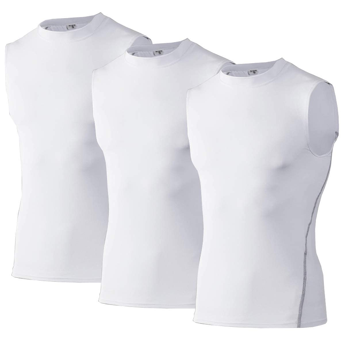 Youth Boys Girls Compression Tank Tops Athletic Sleeveless Shirt Undershirts Workout Base Layer Vest (3 Pack-White*3, 10)