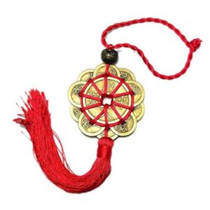 EatingBiting Red String Brass Chinese Feng Shui Coins 10 Lucky Charm Ancient Copper Ching Coins for Good Luck & Wealth Success Chinese Knot Lucky Coins Feng Shui Coins Fortune Coin